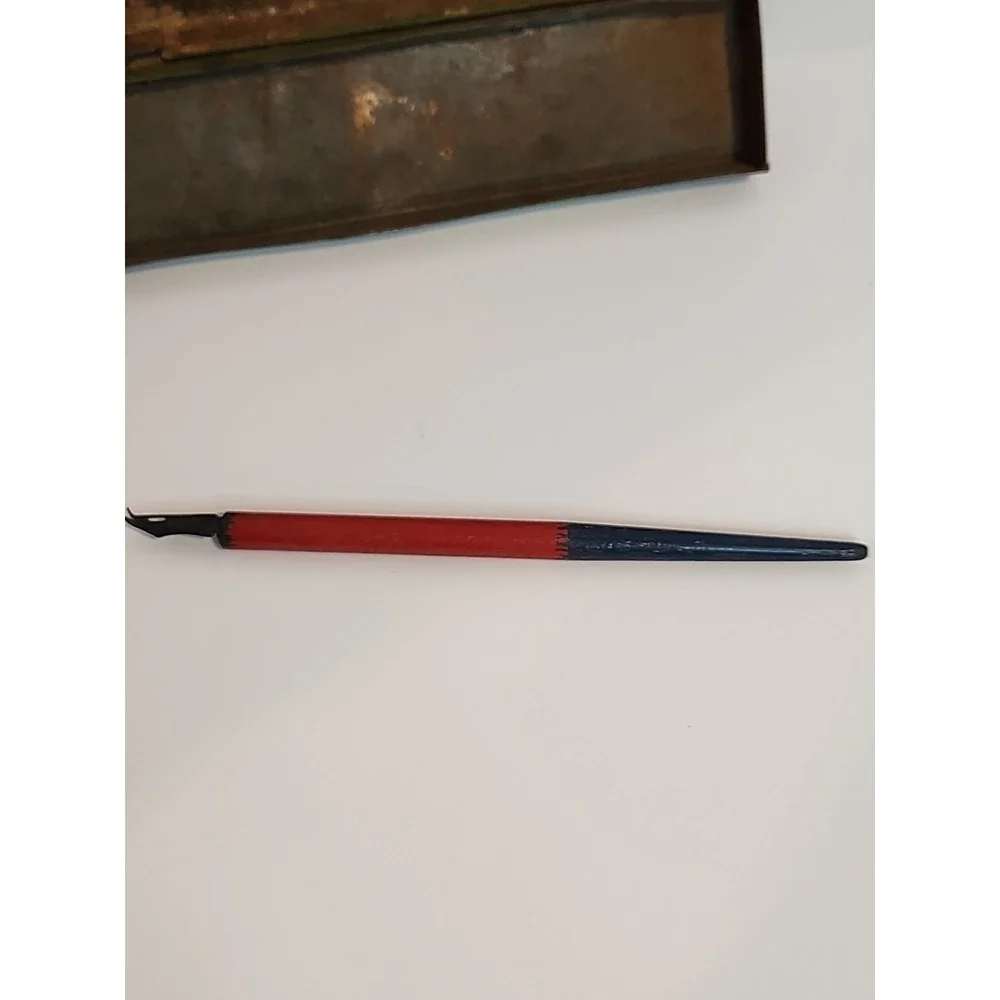 Antique 1920s Wallace Pencil Co Tin Metal Jackie Coogan Pencil Box Case W/ Pen